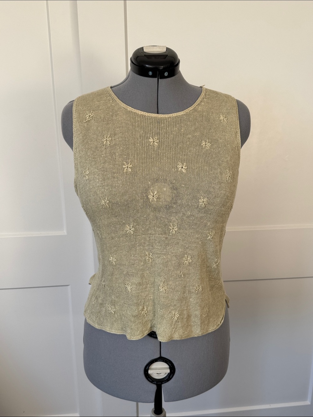 Linen Top with Floral Embroidery